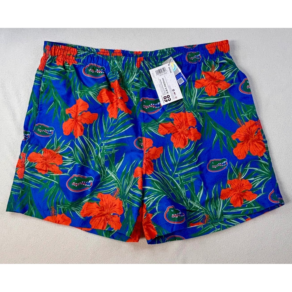 UNIVERSITY of FLORIDA Gators Mens XL Swim Trunks Floral Tropical Blue Orange NWT